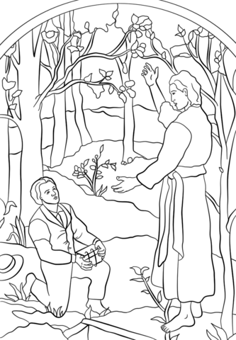 Angel Moroni Visits Joseph Smith Coloring Page